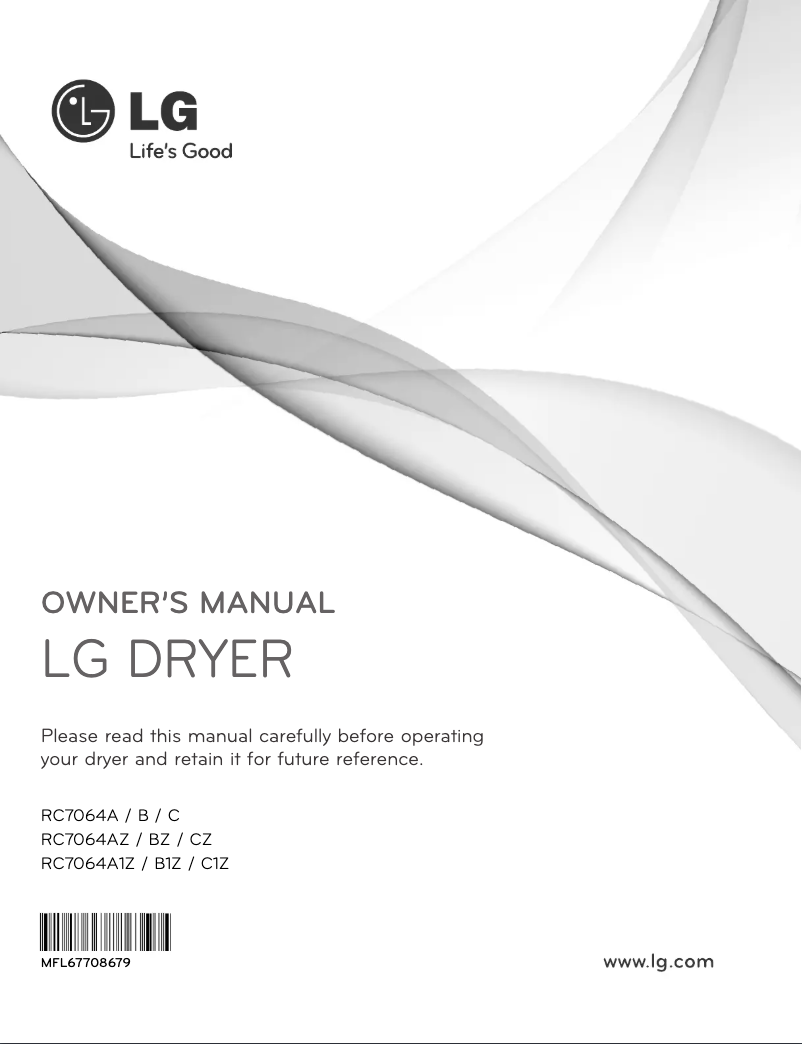 Page 1 de la notice Manuel utilisateur LG RC7064A1Z