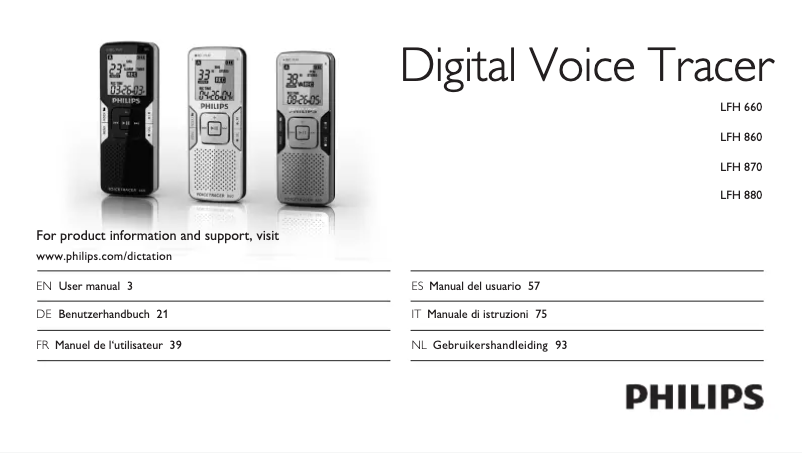 Page n°1 - Manuel utilisateur Philips Digital Voice Tracer LFH 660