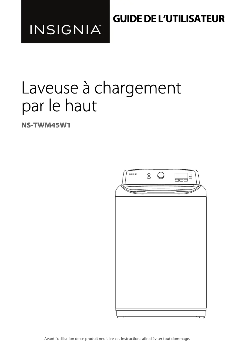 Page 1 de la notice Manuel utilisateur Insignia NS-TWM45W1