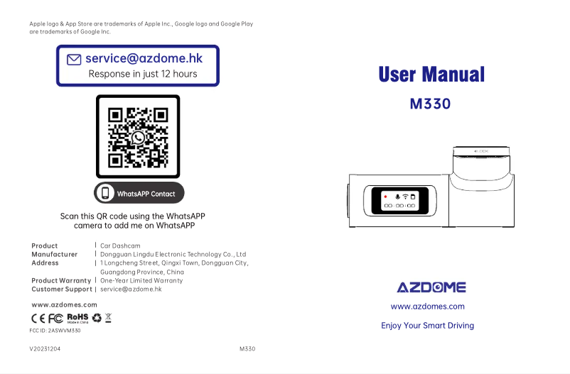 Image de la première page du manuel de l'appareil M330