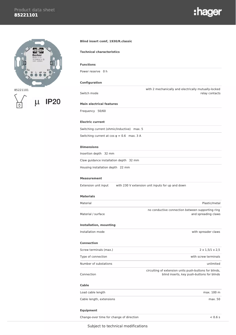 Image de la première page du manuel de l'appareil 85221101