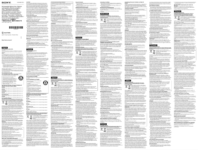 Page n°1 - Manuel utilisateur Sony NP-FV100