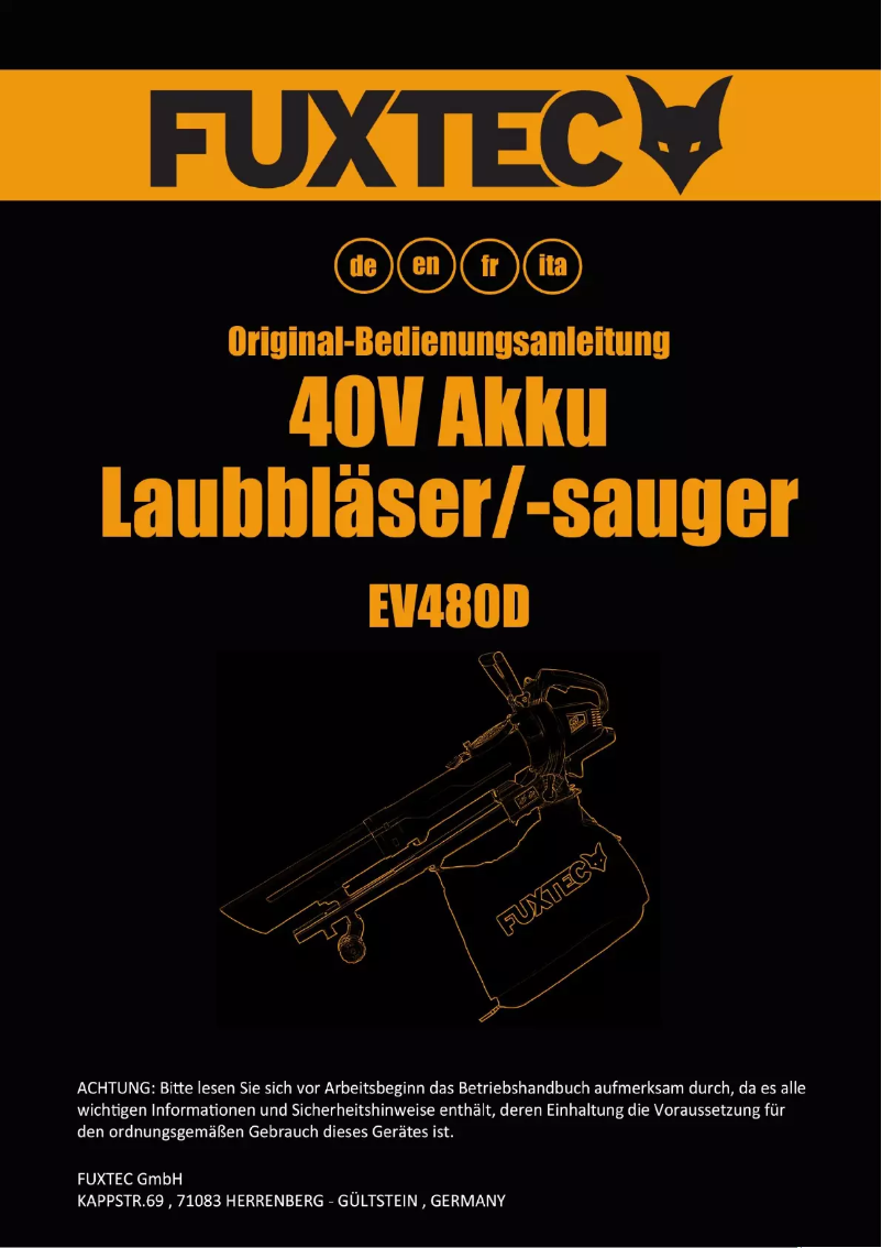 Page 1 de la notice Manuel utilisateur Fuxtec FX-EV480D