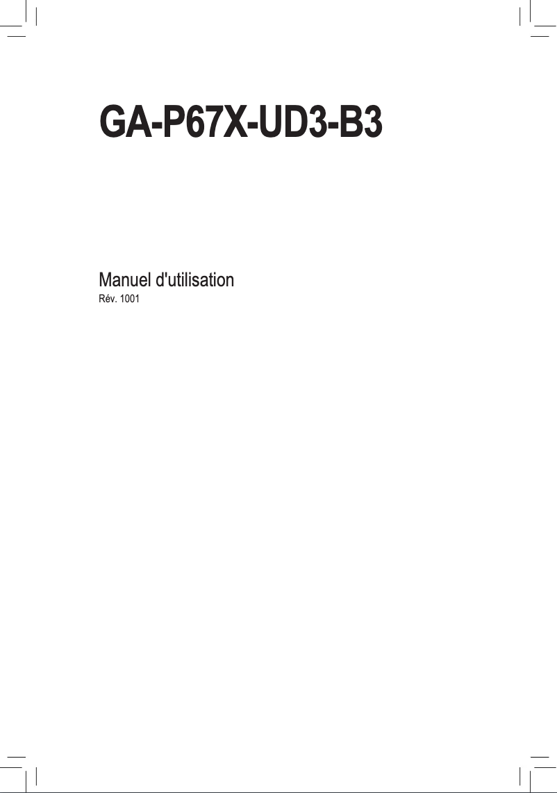 Page 1 de la notice Manuel utilisateur Gigabyte GA-P67X-UD3-B3
