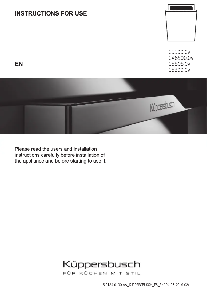 Page n°1 - Manuel utilisateur Küppersbusch G 6500.0v
