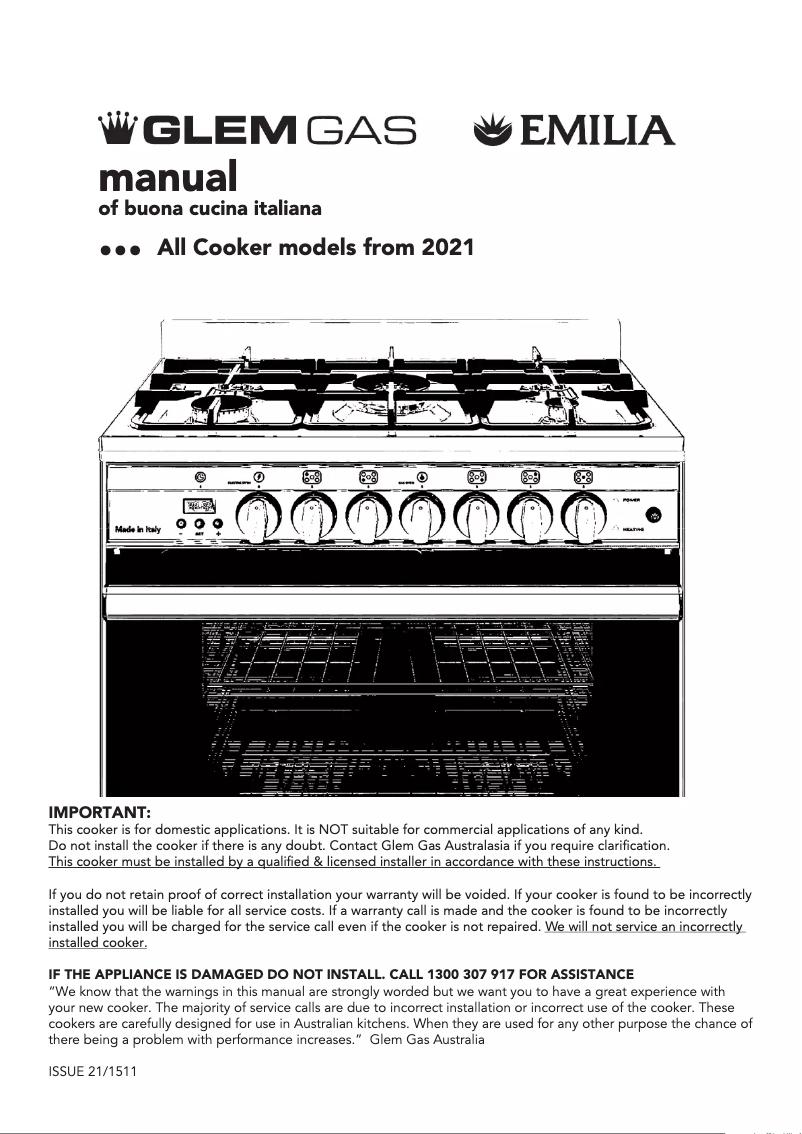 Page 1 de la notice Manuel utilisateur Glem Gas GS965DOPXMB