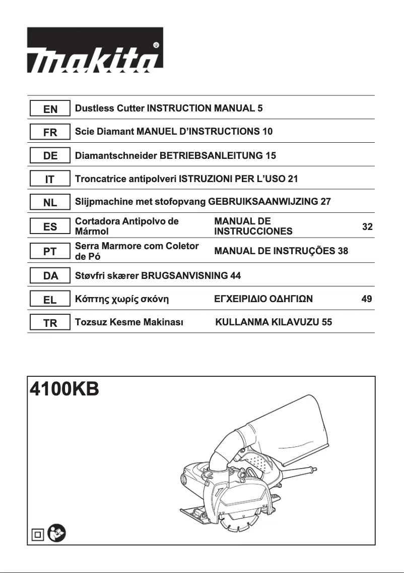 Page 1 de la notice Manuel utilisateur Makita 4100KB