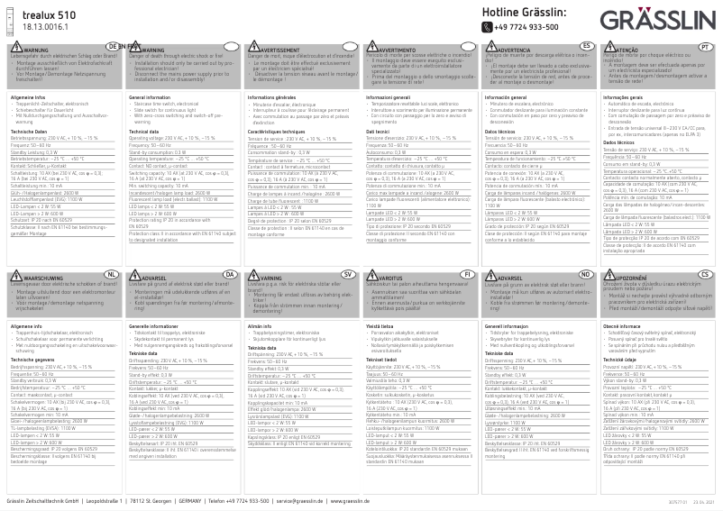 Page 1 de la notice Manuel utilisateur Grässlin trealux 510