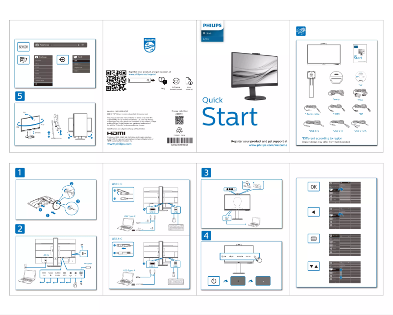 Page n°1 - Guide de démarrage rapide Philips 243B9H