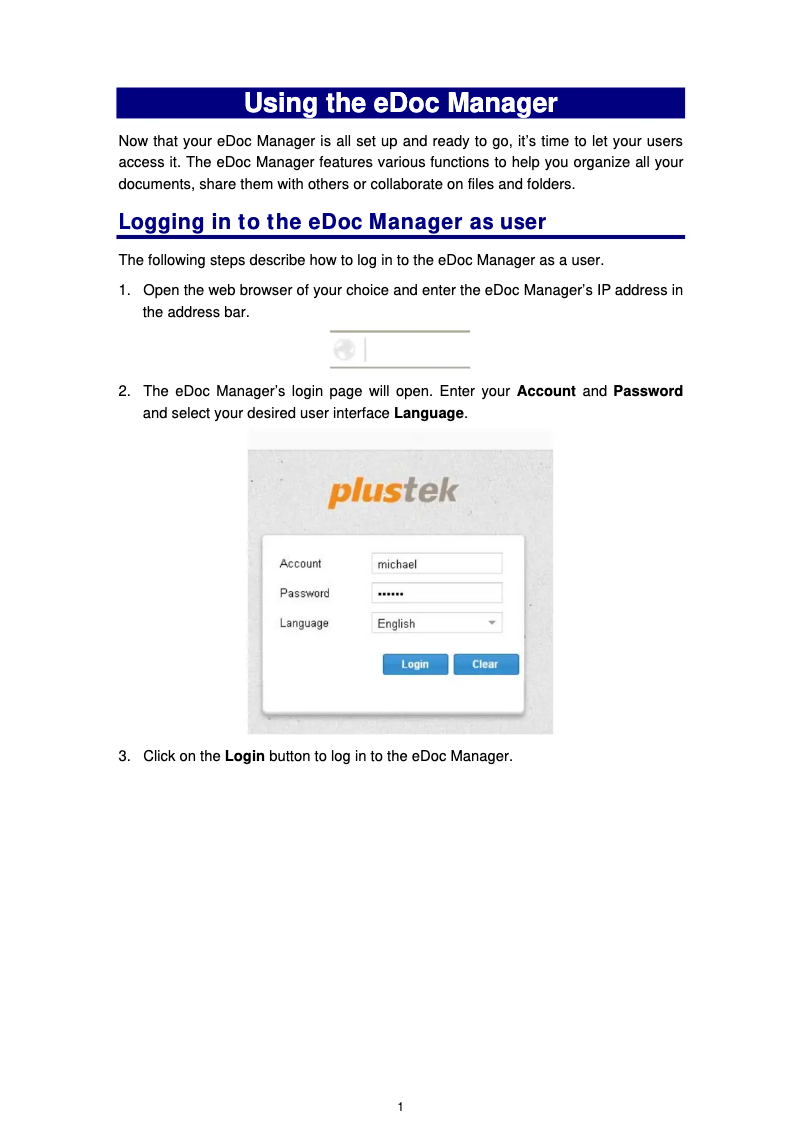 Image de la première page du manuel de l'appareil eDoc N800