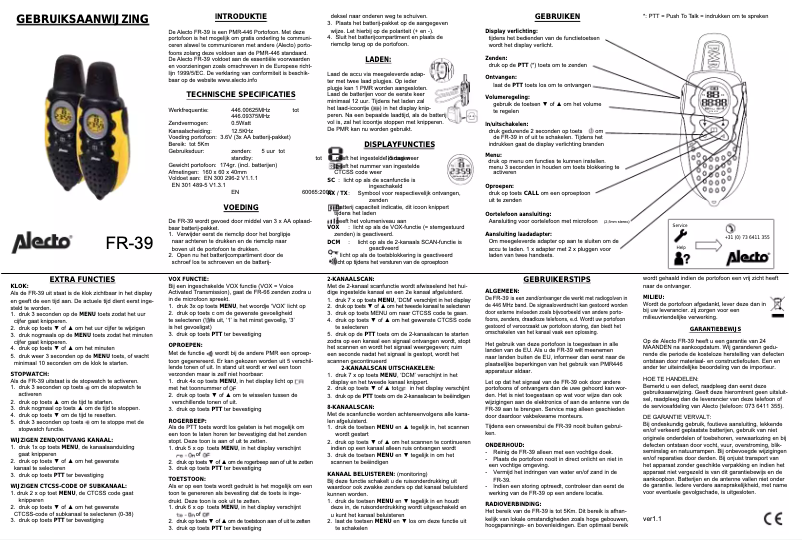 Image de la première page du manuel de l'appareil FR-39