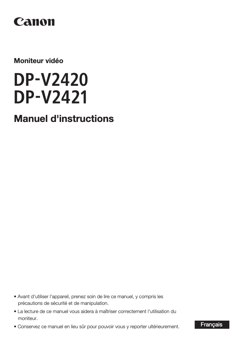 Page 1 de la notice Manuel utilisateur Canon DP-V2420