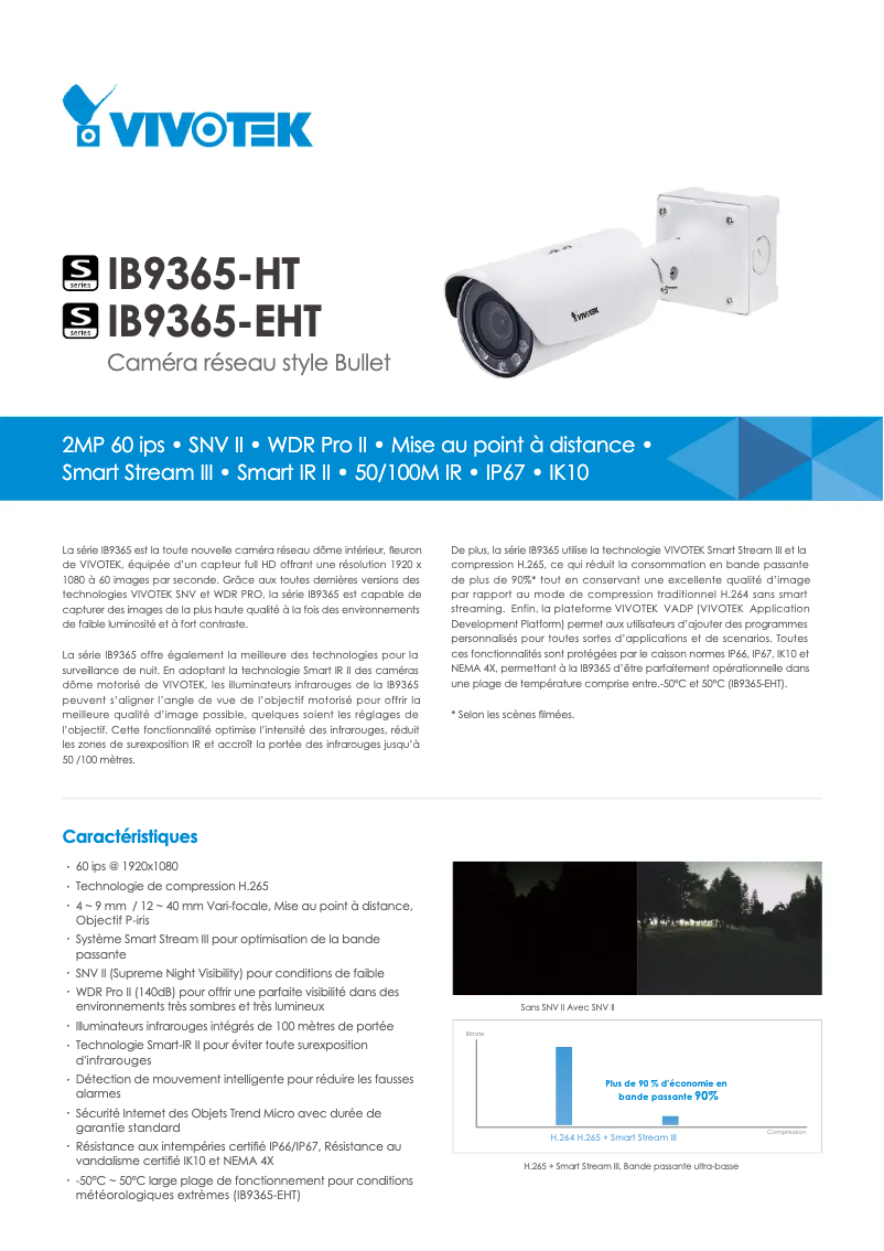 Page 1 de la notice Fiche technique Vivotek IB9365-EHT-A