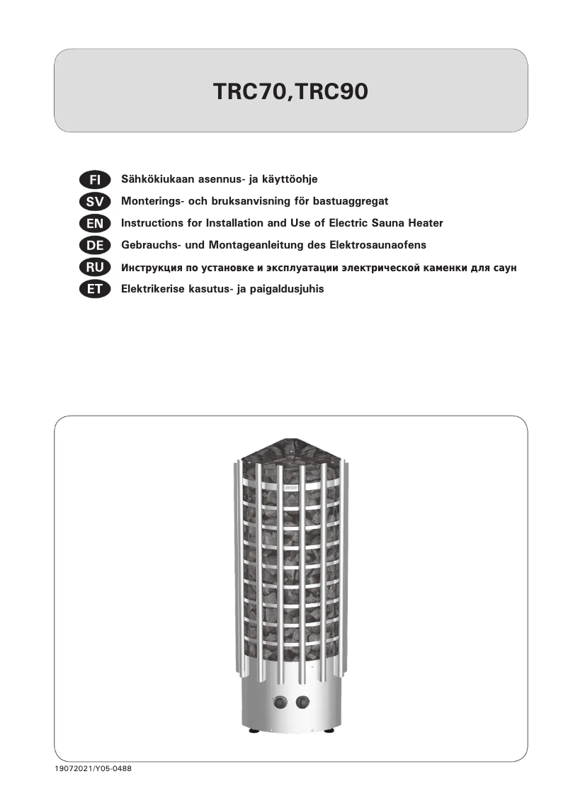 Page 1 de la notice Manuel utilisateur Harvia Glow Corner TRC70 HTRC700400