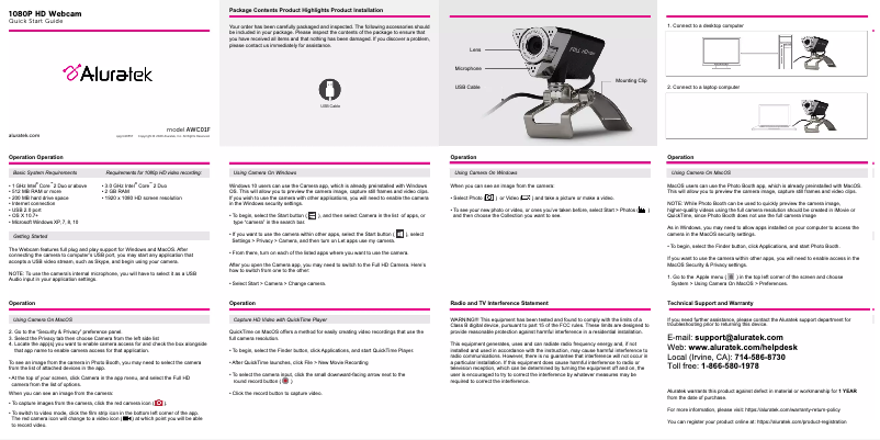 Page 1 de la notice Mode d'emploi Aluratek AWC01F