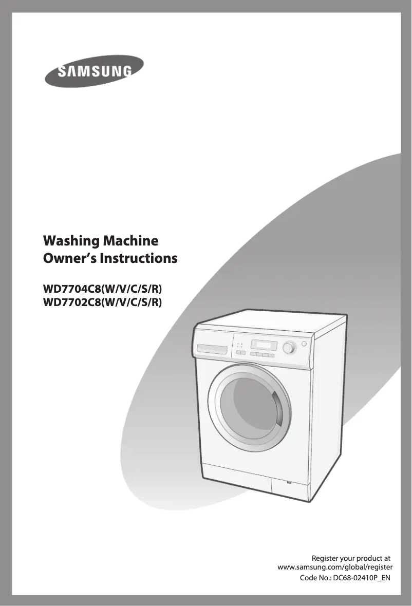 Page n°1 - Manuel utilisateur Samsung WD7704C8W