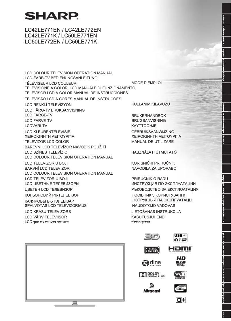 Page n°1 - Manuel utilisateur Sharp LC-42LE771K