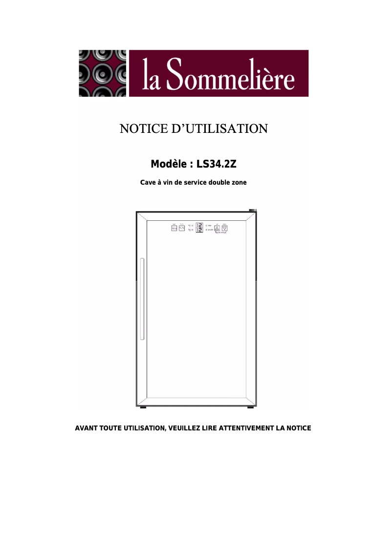 Page n°1 - Manuel utilisateur La Sommelière LS34.2Z