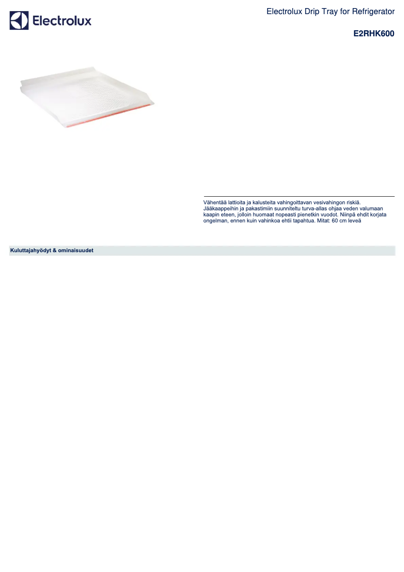 Image de la première page du manuel de l'appareil E2RHK600