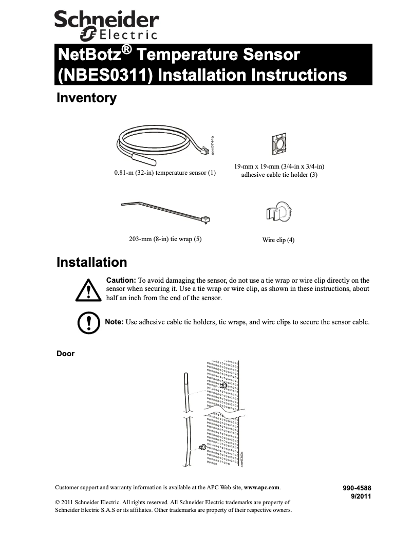 Page n°1 - Manuel utilisateur APC NetBotz NBES0311