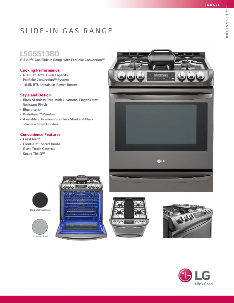 Page 1 de la notice Fiche technique LG LSG5513BD