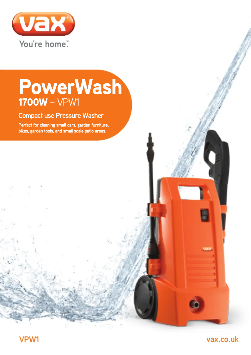 Página 1 del manual Manual de usuario Vax PowerWash 1800w VPW1W