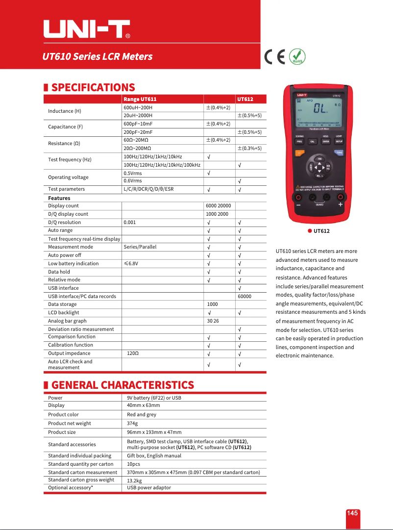Image de la première page du manuel de l'appareil UT612