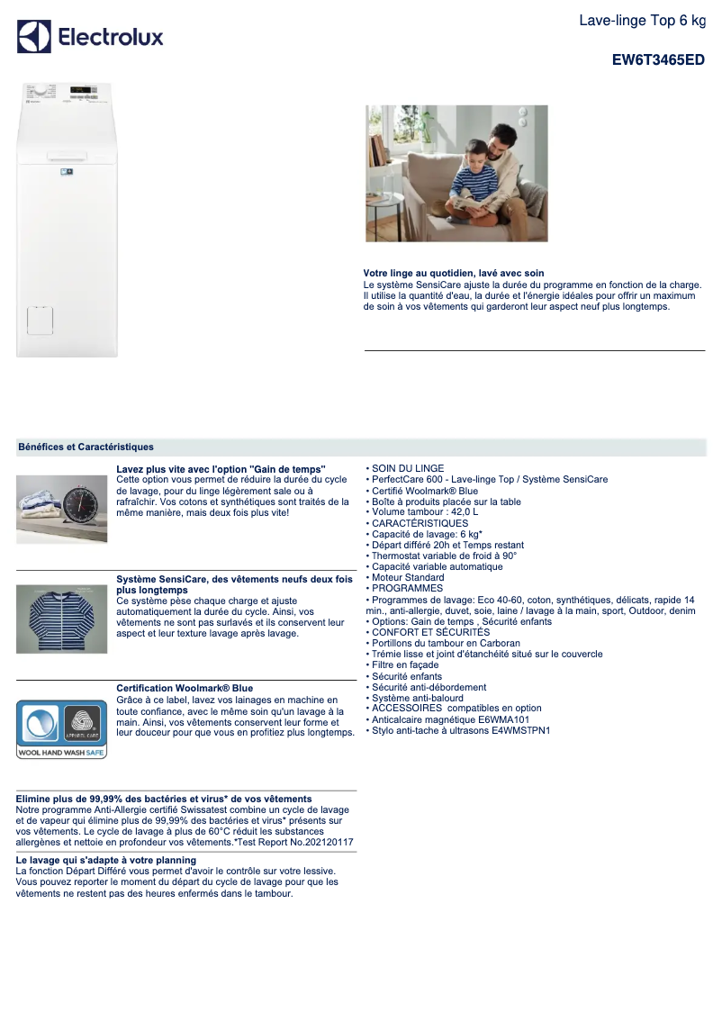 Image de la première page du manuel de l'appareil EW6T3465ED