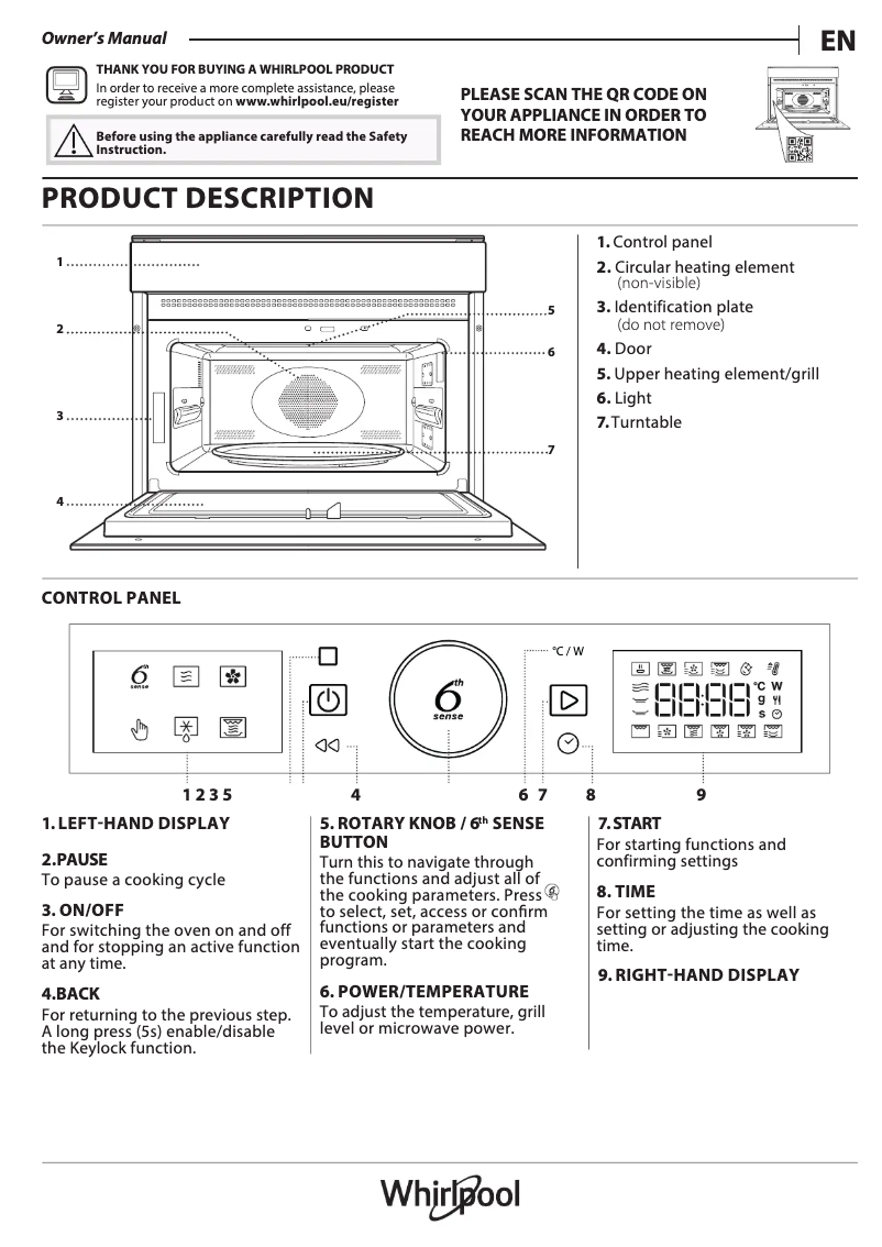 Page 1 de la notice Manuel d'utilisation et d'entretien Whirlpool WMW57DMB