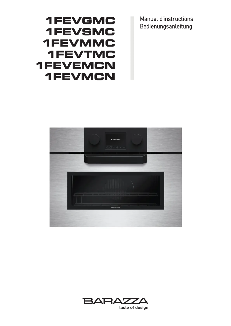 Page 1 de la notice Manuel utilisateur Barazza 1FEVMMC