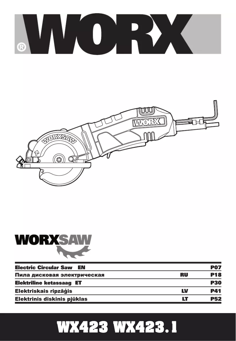 Page n°1 - Manuel utilisateur Worx WX423