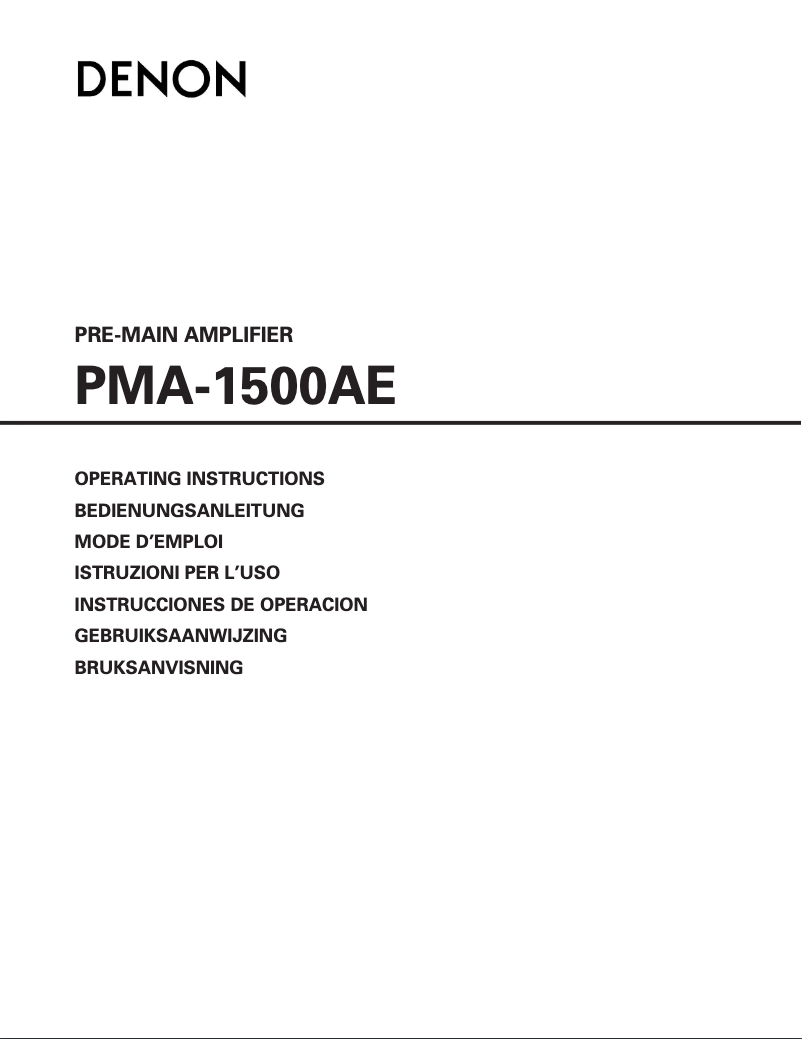 Page 1 de la notice Manuel utilisateur Denon PMA-1500AE