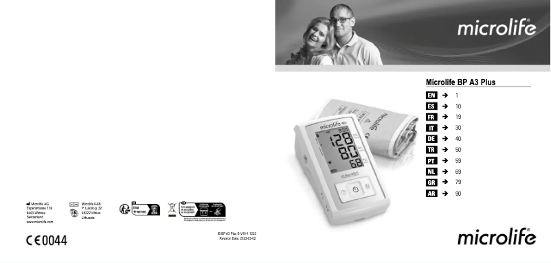 Page n°1 - Manuel utilisateur Microlife BP A3 Plus