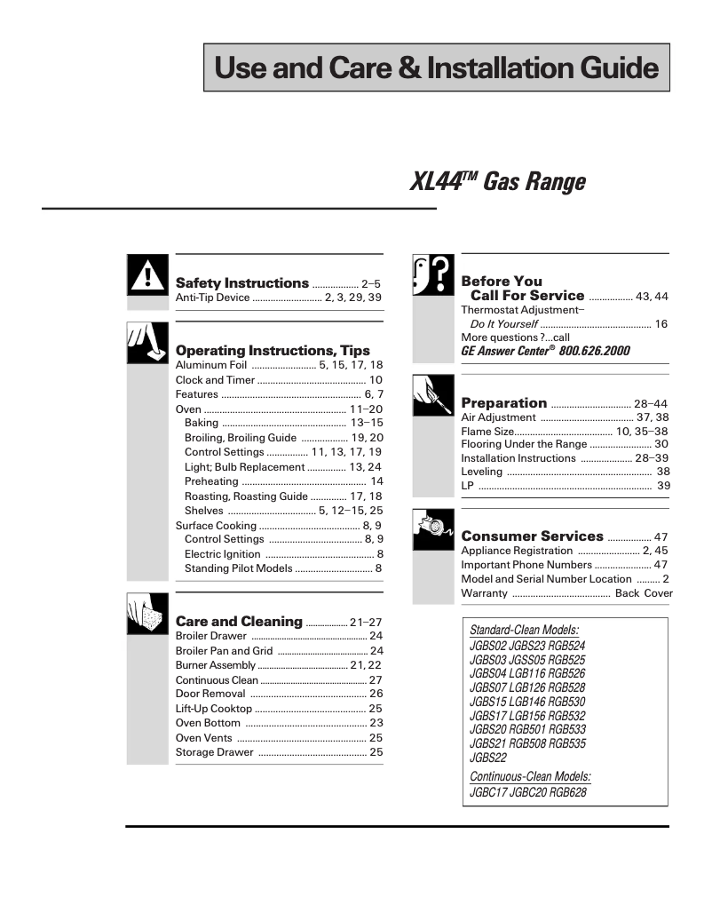 Page n°1 - Manuel d'utilisation et d'entretien Hotpoint RGB526PEAAD