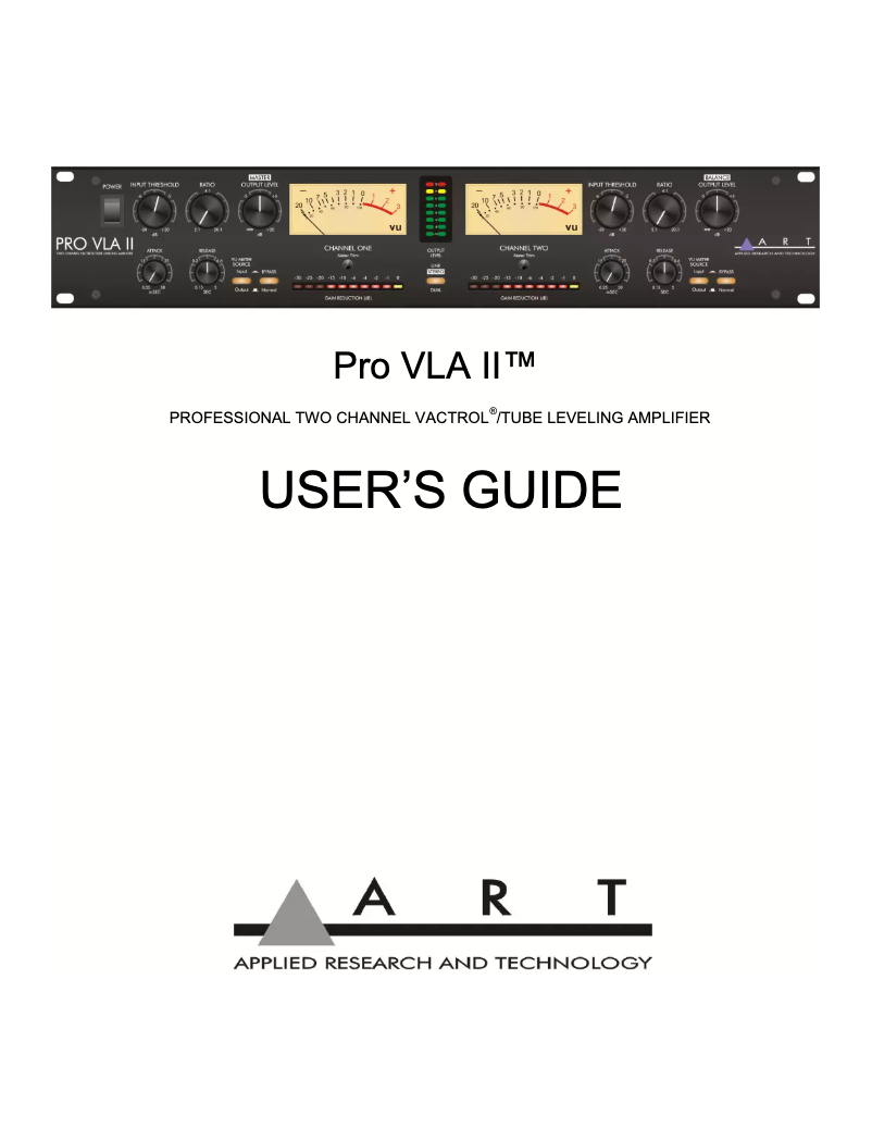 Page 1 de la notice Manuel utilisateur ART Pro VLA II