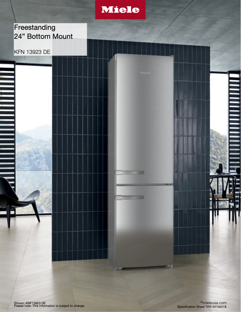 Page n°1 - Fiche technique Miele KFN 13923 DE