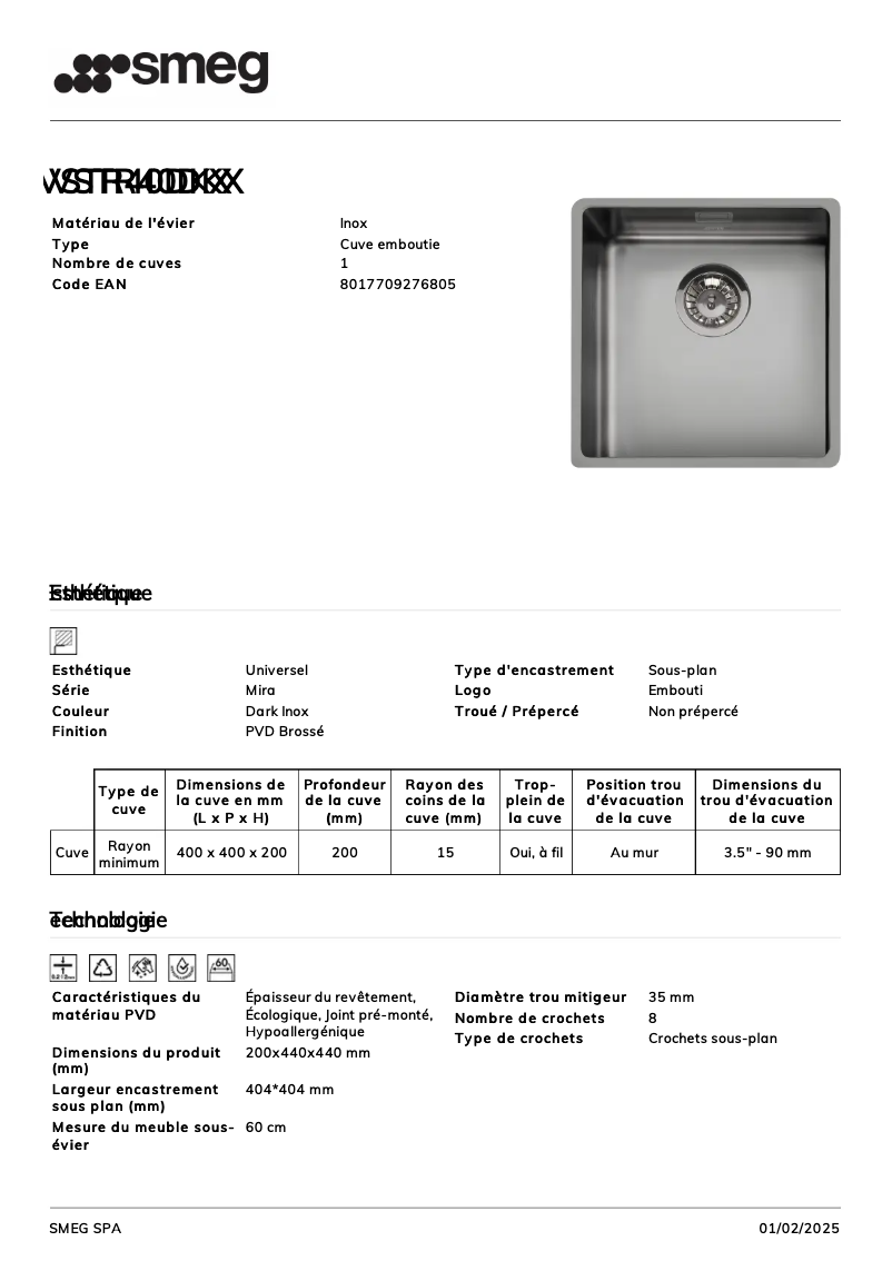 Page n°1 - Manuel utilisateur Smeg VSTR40DKX