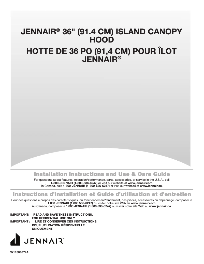 Page n°1 - Guide d'installation JennAir JVI0636LS