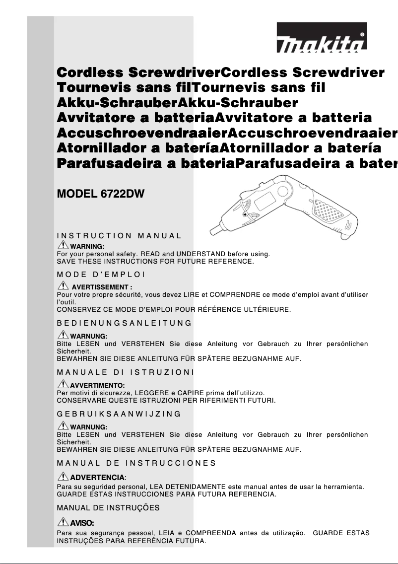 Page 1 de la notice Manuel utilisateur Makita 6722DW