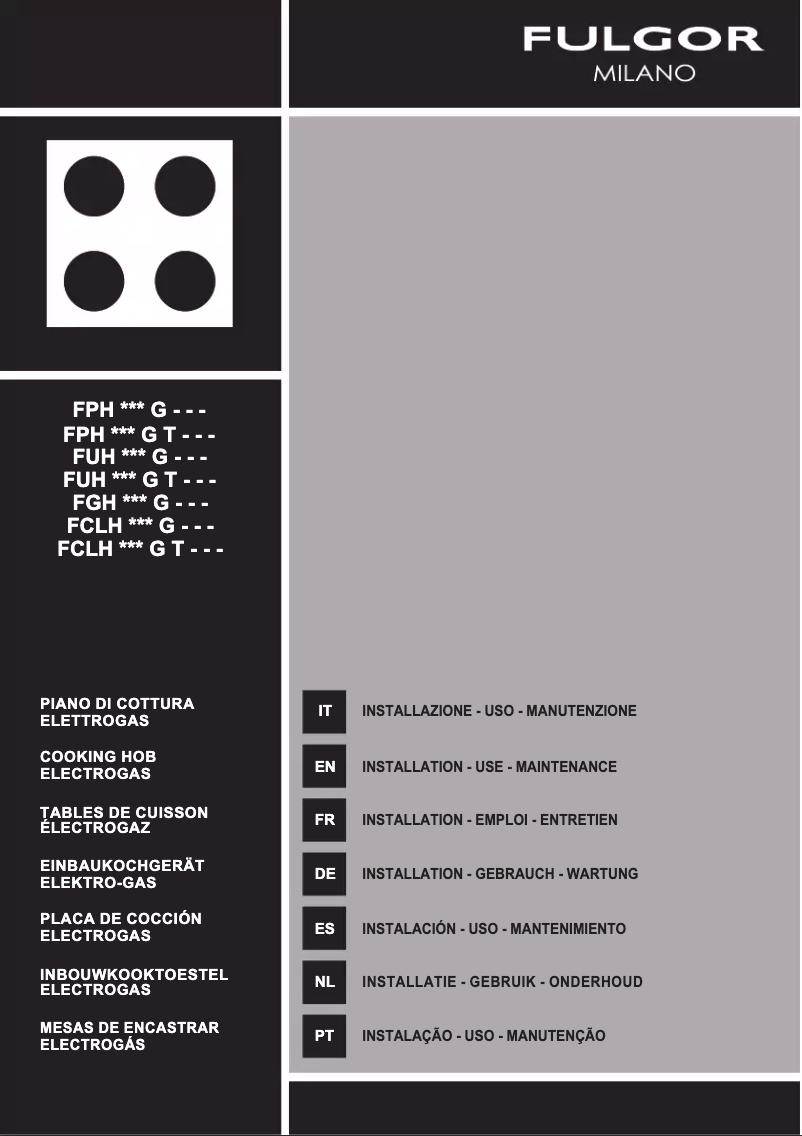 Page 1 de la notice Manuel utilisateur Fulgor Milano FUH 604 G DWK MBK