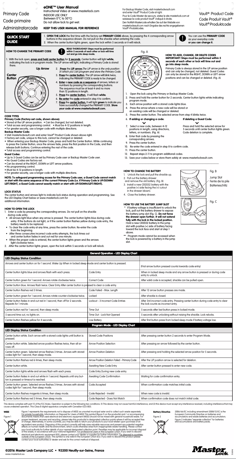 Page 1 de la notice Manuel utilisateur Master Lock 1500