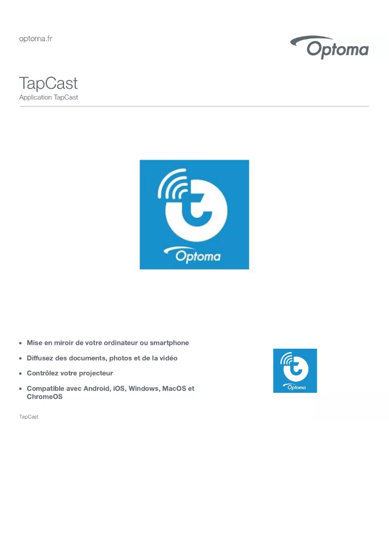 Page n°1 - Manuel utilisateur Optoma TapCast