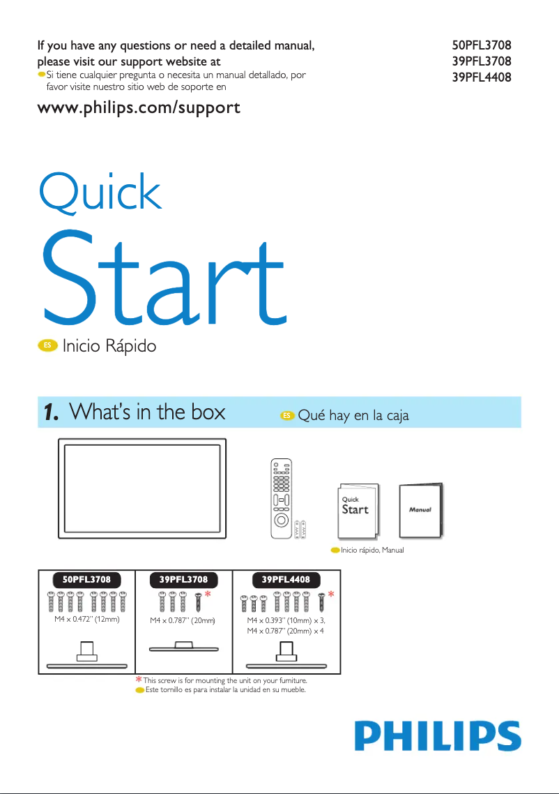 First page image of the manual for 39PFL3708