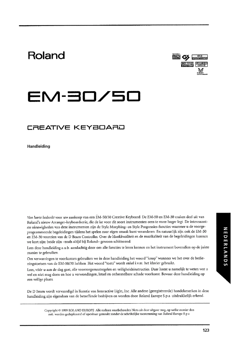 Page 1 de la notice Manuel utilisateur Roland EM-50