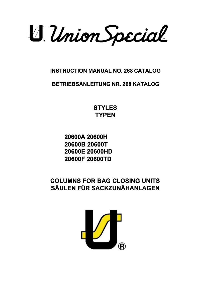 Page 1 de la notice Manuel utilisateur Union Special 20600B