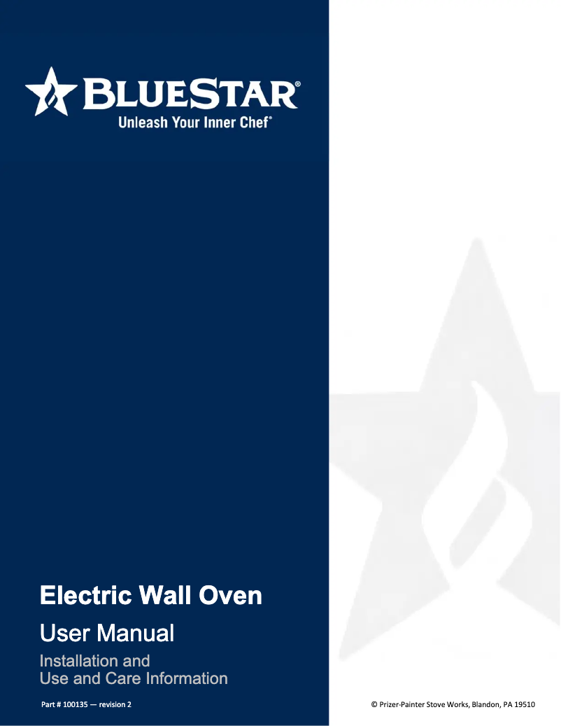 Page n°1 - Manuel utilisateur BlueStar BSEWO30DDV3