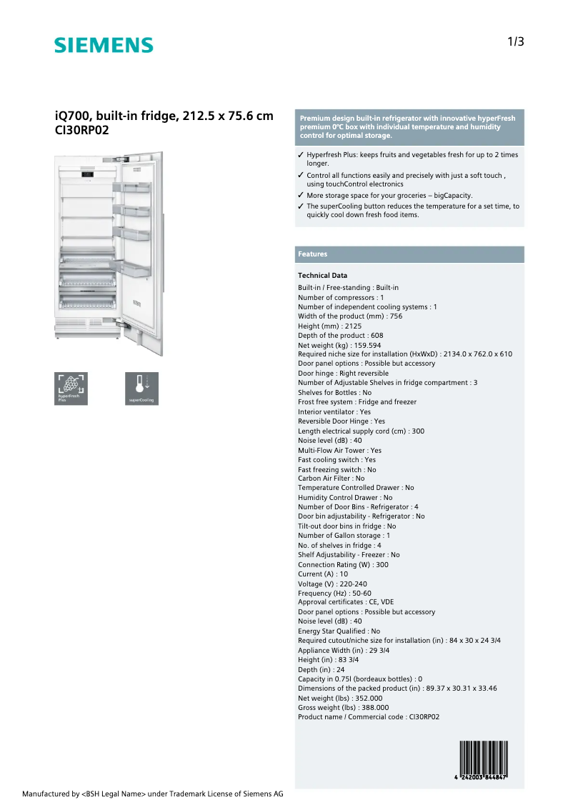 Image de la première page du manuel de l'appareil CI30RP02
