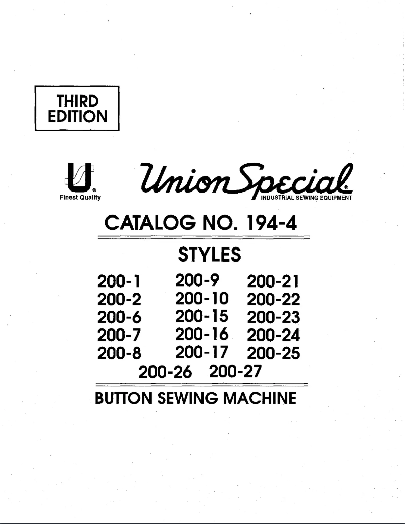 Page n°1 - Manuel utilisateur Union Special 200-16