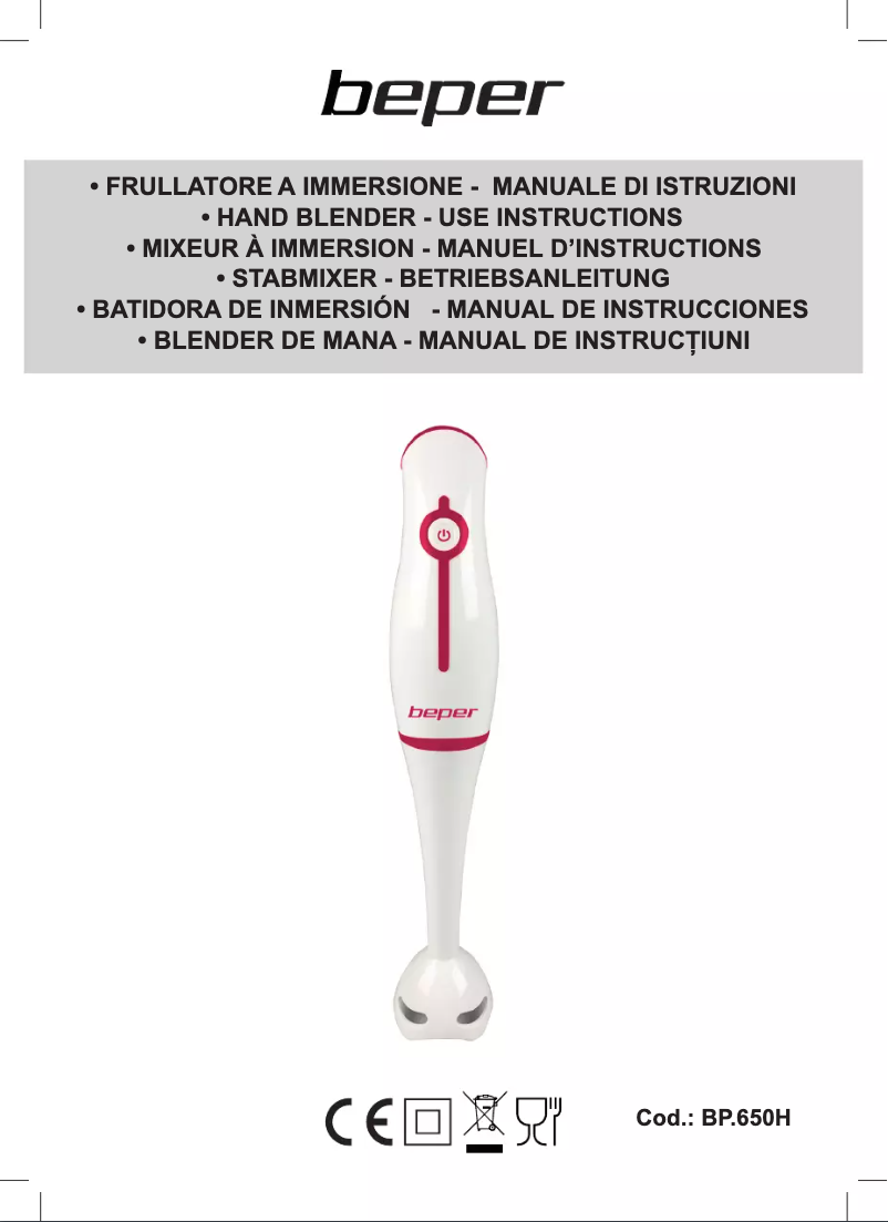 Page n°1 - Manuel utilisateur Beper BP.650H