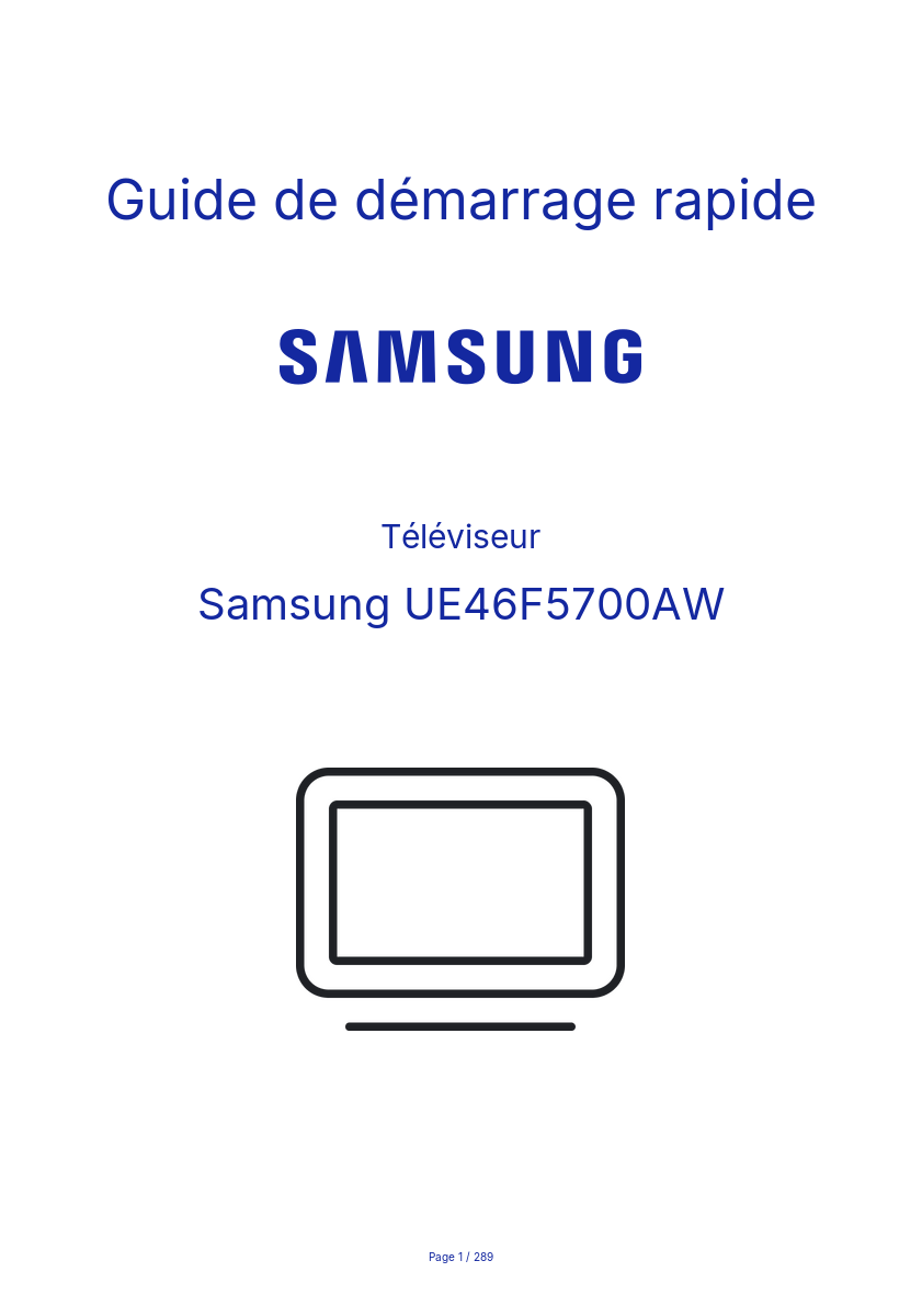 Image de la première page du manuel de l'appareil UE46F5700AW